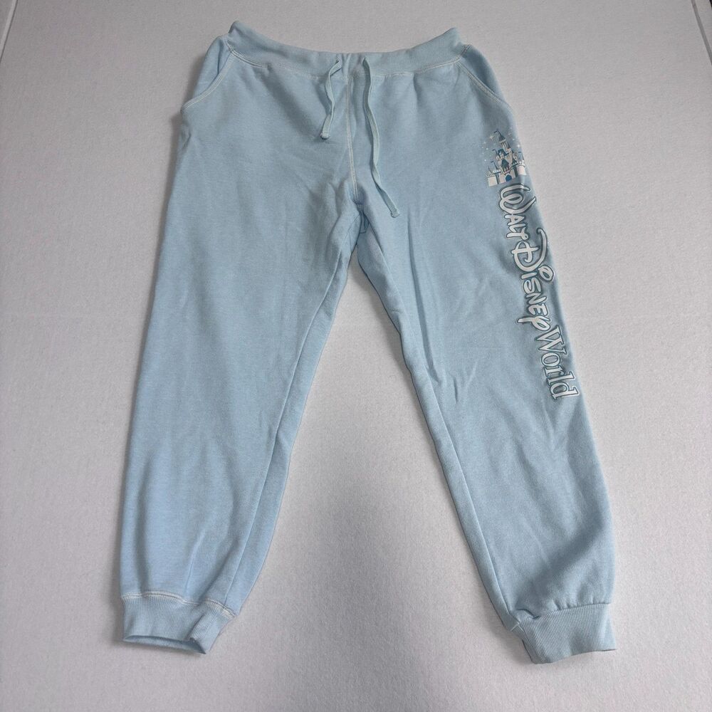 Disney Parks Castle Jogger Sweatpants Walt Disney World Women's L Blue Pull On